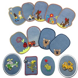 Woohome 13 PCS Iron On Denim Patches Animal Sewing Knee Repair Patches Jeans Patch Iron on Inside for Clothing Jeans and DIY Repair