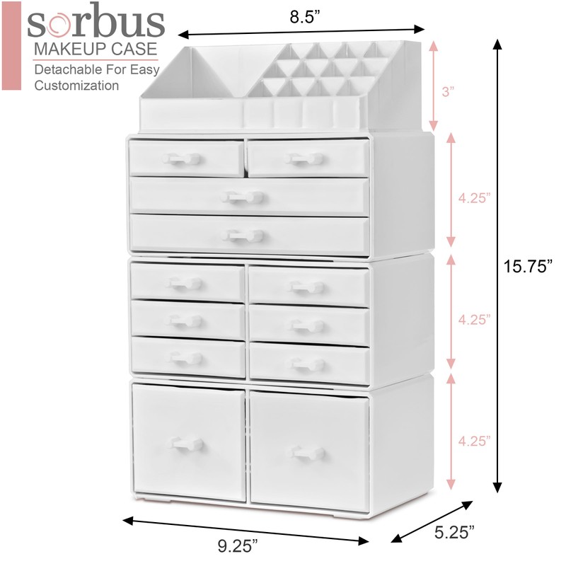 Sorbus Large Makeup Organizer - Stackable Jewelry & Makeup Organizer
