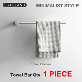 TYESTAND TR-10 Brass Towel Bar (1 Piece), Single Bathroom Wall Mounted Towel Rack, Modern Home Decor Hand Towel Holder Organizer (Chrome, 20-inch/53cm)