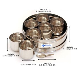 Sahishnu Online & Marketing Stainless Steel Masala Box Without Lid, Spice Box, Masala Dabba, Spice Container, Indian Spice Box, Spice Box for Chefs