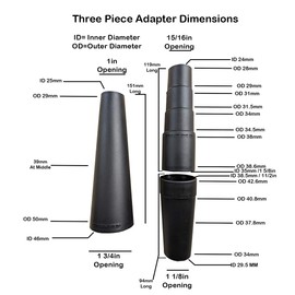 Universal Vacuum Hose Adapter Kit Vac Reducer Attachment Flexible Rubber Vacuum Cleaner Hose Adapter Dust Collection Connector Fits 1 1/16 To 1 3/4 in, Use With Central Vac Accessories 3 Pieces