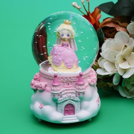 A.F.N.A.L Snow Globe with Light Gift, Crystal Musical Glitter Ball for Christmas & Birthday, 80mm Glass Water Globe Decoration, Princess & Castle Snowglobe, 3.3" x 3.3" x 4.7"