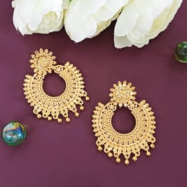 Efulgenz Indian Gold Earrings Chandbali Earrings Gold Indian Earrings for Women Wedding Ethnic Traditional Dangle Statement Earrings Set for Women