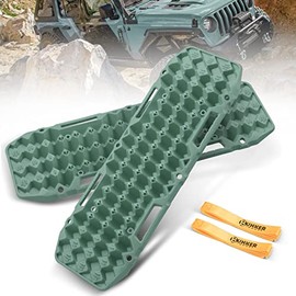 BUNKER INDUST Off-Road Traction Boards, Pair Recovery Tracks Traction Mat for 4WD Jeep Mud, Sand, Snow Traction Pads-Green Emergency Tire Traction Device