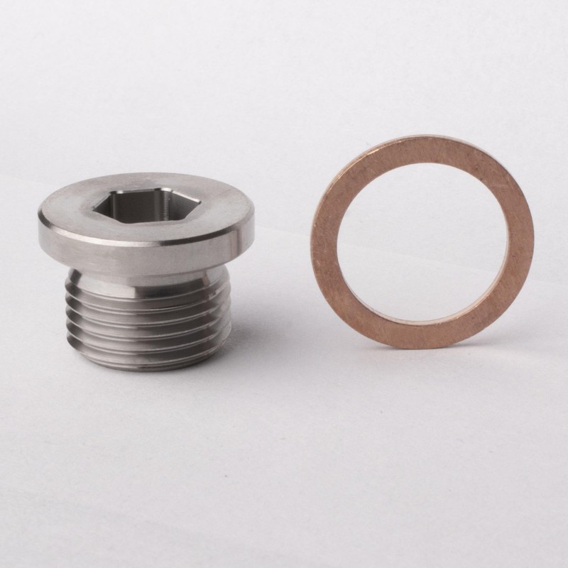 (2-Pack) M18x1.5 Stainless Steel Sensor Plug with Copper O-Ring -