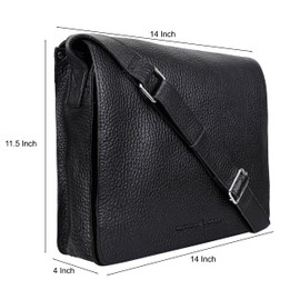 ANTONIO VALERIA Albert Nappa Black Leather Messenger Bag for Men