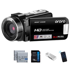 ORDRO HDV-B320 Full HD 1080P 30MP Camcorder 18X Digital Zoom IR Night Vision YouTube Video Camera 3.0 Inch 270° Rotating Screen Vlogging Camera (Black)