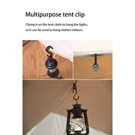 OMUKY Light Hook Multifunctional Tent Canopy Clip Outdoor Camping Equipment Accessories Practical Clothespin 4pcs (Black-4pcs)