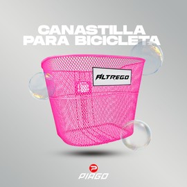 Piago Canasta Canastilla para Bicicleta de Acero Plastificado Varios Rodados y Colores (Rodado 26 - Rosa)