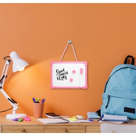 Powersell Magnetic Whiteboard 15 x 20 cm, Pink - Writing Board with Dry Erase Marker, Eraser, Magnets - Lightweight, Multicolor Plastic for Children, School, Home, Office