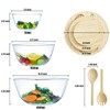 ECWAY Glass Salad Bowls with Bamboo Lids & Utensils Set