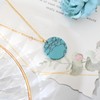 Turquoise Disc Pendant Necklace with Gold-Plated Chain, Boho Style, Handmade