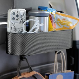 COGEEK Car Headrest Backseat Organizer with 2.9'' Cup Holder, Back Seat Storage Box Car Snacks Container for kids Car Food Sauce Storage Holder Car Interior Accessories