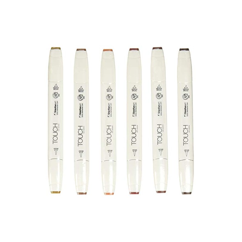 Touch Brush Marker Wood Colors 6er Set