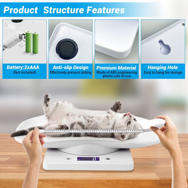 Digital Pet Scale with Tape Measure, Small Animal Scale with