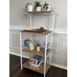 ABAHome PERA Baker's Rack, 4 Tier Kitchen Shelf Stand Coffee Bar, Multi Functional Book Shelf Storage Rack, Plant Stand, Wood Top and Metal Frame, Display Multi Tier Shelf