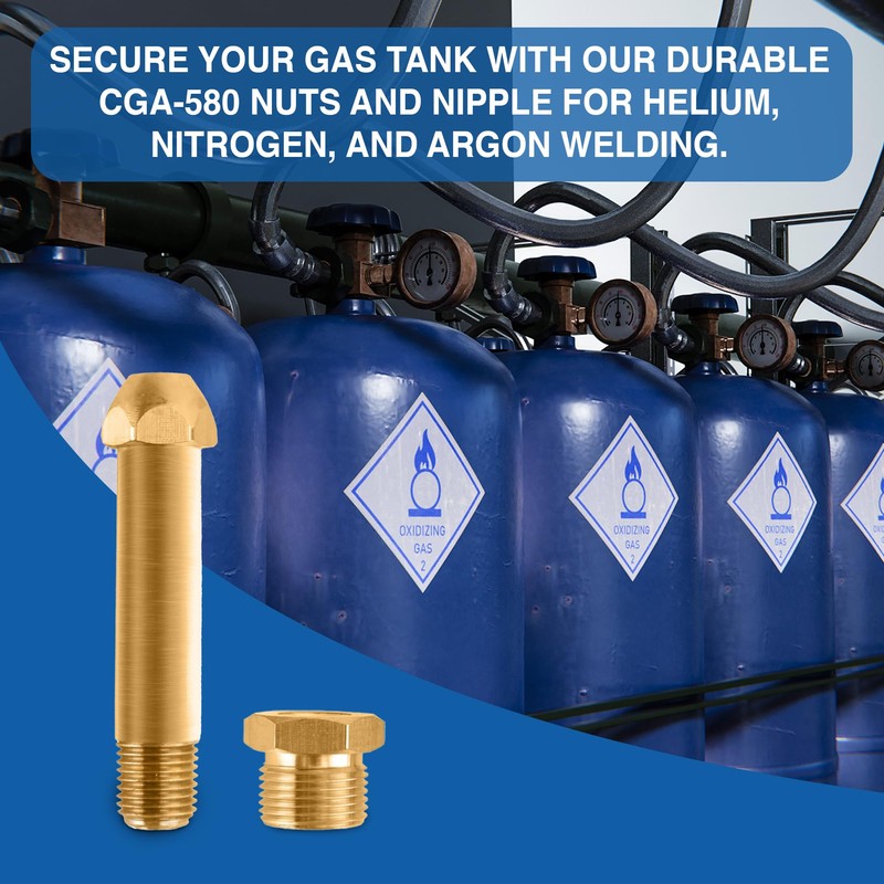 KOLIBROX CGA-580 Nut & 3" Nipple - Regulator Inlet Bottle