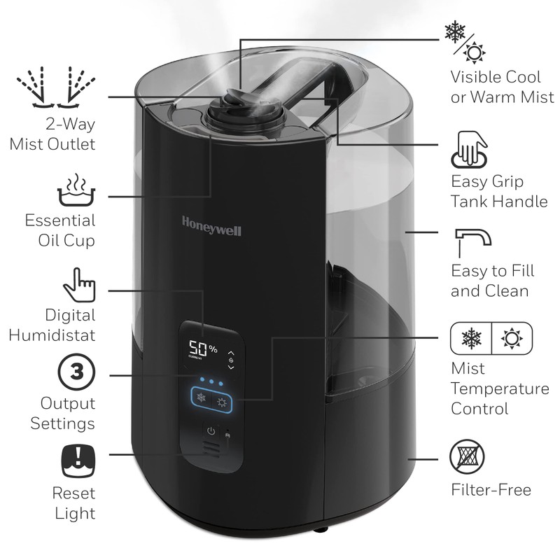 Honeywell Dual Comfort Cool + Warm Mist Humidifier with Fusion