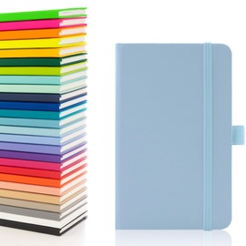 Notes London Eco A6 Notebook with Lined Pages, Pen Loop, Ribbon, Date Marks and Paper Pocket, Pocket Hardback Journal, Note, sustainably sourced paper (Pastel Blue)