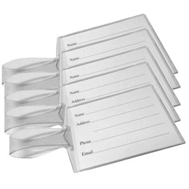 Large Clear Vinyl Cruise Luggage Tags Self Looping with Name Cards (Set of 10)
