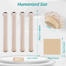 Heatless Hair Curler,GeeRic 6 PCS Hair rollers for Overnight Curls, Heatless Curls, Overnight blowout rods with Satin Hairs Scarf and Shower Cap