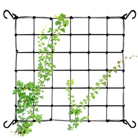 Plant Support Scrog Net,Elastic Plant Netting 60cm x 60cm,Grow Tent Trellis Netting,Plant Support Netting with 4 Hooks,Plant Netting for Grow Tents, Gardening and Flower Plants(Black)