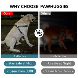 Reflective Dog Harness, No Pull Harness for Large Sized Dog, Quick Release Buckle Puppy Harness for Walk, Run, Training, Double D-Ring Step in Dog Harness for Dog Girls and Boy, Midnight Blue