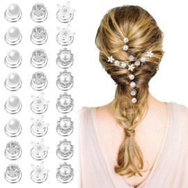 24 Pack Spiral Hair Pins, Crystal Rhinestone Wedding Hair Accessories, Pearl Flower Hair Clips for Bridal Hairstyles
