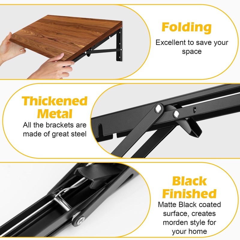 10 Inch Folding Shelf Brackets, Pynsseu Heavy Duty Stainless Steel