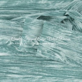 DINDOSAL Slate Blue Velvet Ribbon 3 inch Blue Frayed Velvet Ribbon Crinkle Blue Silk Velvet for Wreaths Sash, Christmas Tree Decoration, Flower Bouquet, Gift Wrapping, Bows, Wedding Decor-3 Yards