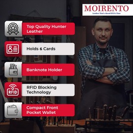 MOIRENTO, Trifold Wallet, RFID Blocking, 6 Credit Card Slots, Slim Wallet, Mens Tri Fold Wallets - Anti, Men Wallet, Gents Wallet, Window ID Holder - Black, Brown, Tan - UK