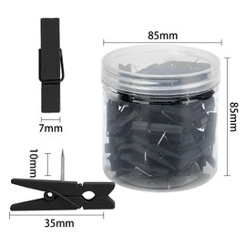 Senkary 60 Pieces Black Push Pins with Wooden Clips, Clothespin Pushpins Cute Decorative Thumb Tacks for Cork Board, Bulletin Board, Photos, Crafts, Classroom Office