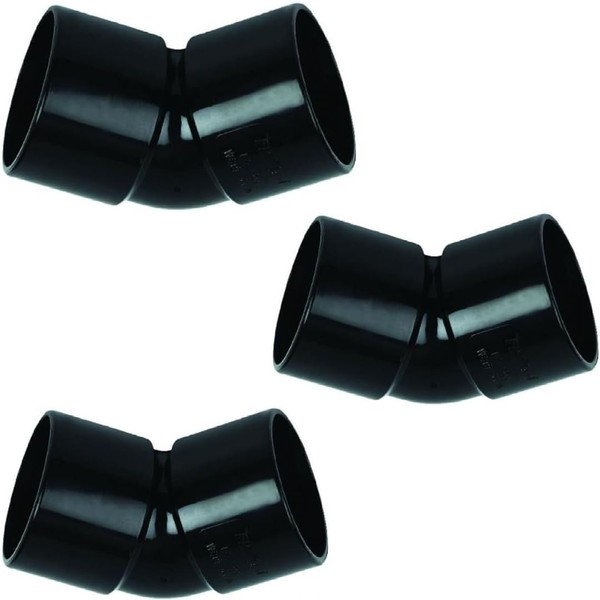Solvent Pipe Fittings, 50mm 135-Degree Obtuse Bend, Pack of 3,