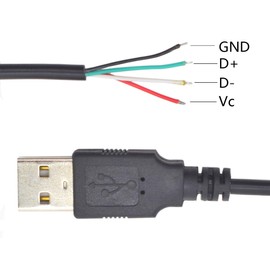 ELNONE 2PCS USB 2.0 Pigtail 4 Wire 1.2M/4FT USB A Male 4 Pin Bare Wire 5V/1A Power and Data Cable for DIY Cable and Replacement Repair