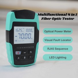 QIIRUN TM530 Optical Power Meter with Visual Fault Locator Powered by Rechargeable Battery 4 in 1 Multifunction Fiber Optic Tester with VFL RJ45 FC/SC connectors