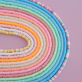 DAHI 5000 Pieces Polymer Clay Beads 6 mm Colourful Heishi Beads Flat Beads Clay Beads Craft Set Jewellery Making Sets for DIY Necklace Charm Bracelet Gift (D)