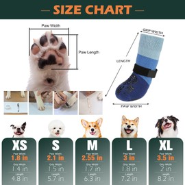 EXPAWLORER Anti Slip Dog Socks to Prevent Licking Paws, Dog Shoes for Cold Winter, Dog Booties for Hardwood Floors, Dog Boots & Paw Protectors with Grippers for Small Medium Large Senior Dogs Blue S