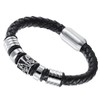 Cupimatch Cool Mens Stainless Steel Charm Black Braided Leather Rope
