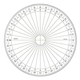 MINERVA Full Circle Protractor, Degree 360°, 20 cm, Transparent