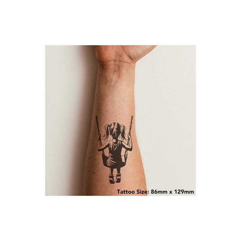 'Girl On A Swing' Temporary Tattoo - Water Resistant, Skin-Safe,