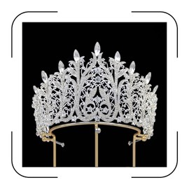 Extra Large Tiaras 4.4" Tall Pageant Crowns for Women Clear Austrian Crystal Tiara Silver Homecoming Queen Crown Big Rhinestone Headpiece for Birthday Prom Quinceanera Wedding (F-Silver)