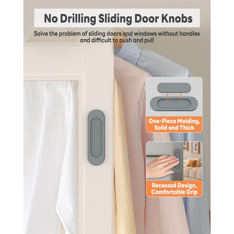 MeBantoo 2 Pack Self-Stick Door Handles, 4 Inch Aluminum Alloy