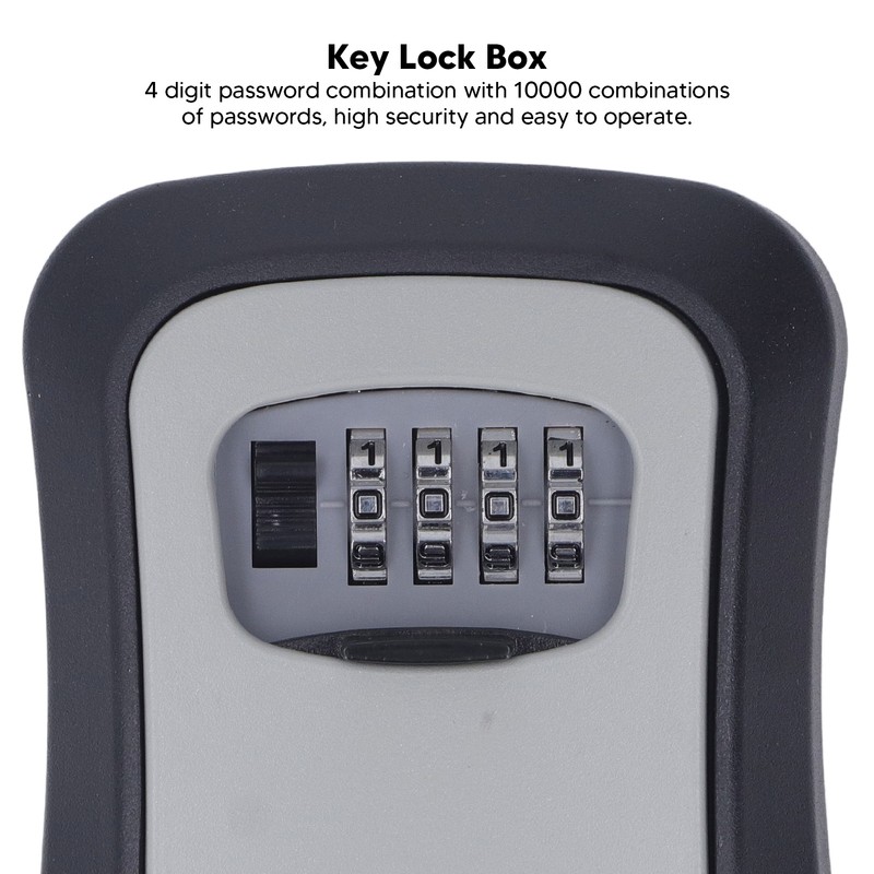 Key Lock Box Curved Aluminum Alloy Large Size Grey Wall
