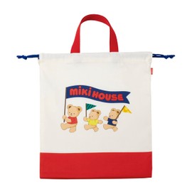 Miki House 15-4142-689 Drawstring Drawstring Bag, Gymnastics Clothing Bag, Sub-Bag, Bear, Made in Japan, For Boys, Girls, Babies, Kids, Kindergarten, Nursery School, Children's Clothes, Red