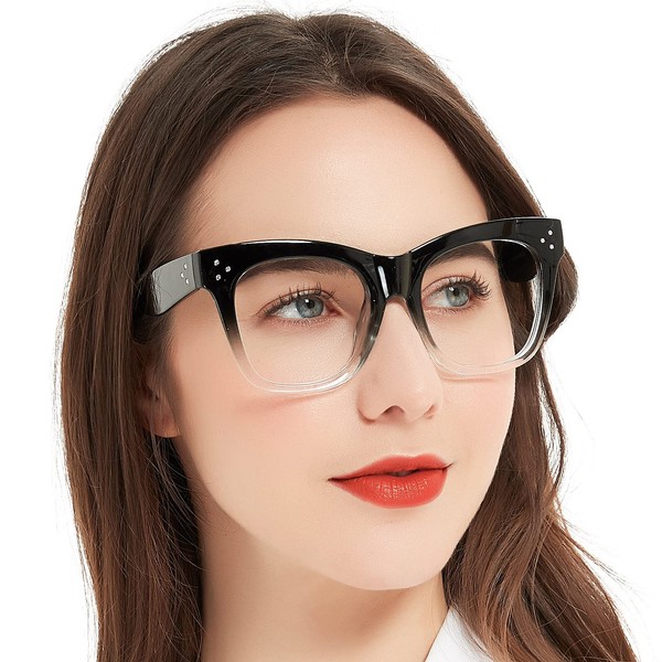 MARE AZZURO Large Blue Light Blocking Reading Glasses Women Trendy