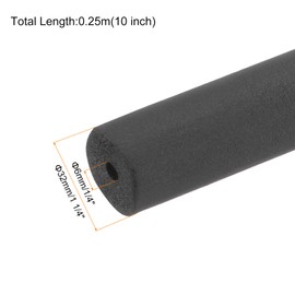 sourcing map Pipe Insulation Tube Foam Grip Tubing 6mm(1/4") ID 32mm(1 1/4") OD 10" Black for Pipe Lagging, Utensils, Fitness, Tools Handle Support