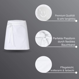 DESERMO Premium Pre-Tie Short 50 x 80 cm (L x W) - High-Quality Professional Apron for Women and Men - Kitchen Apron Made of Cotton Blend - Apron with Choice of Colours, black, 1 Stk