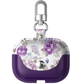 wenew for Airpods Pro 2019 Case Leather Airpod Pro Case for Women, Airpod Pro Leather Case with Secure Snap Closure Keychain, Front Led Visible, Support Wireless Charging