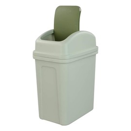 Asking Small Trash Can with Swing-top Lid, Plastic Garbage Bin, 1.8 Gallon, Green