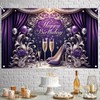 Saoplasa Birthday Backdrop 71 x 43 Inch Happy Birthday Purple